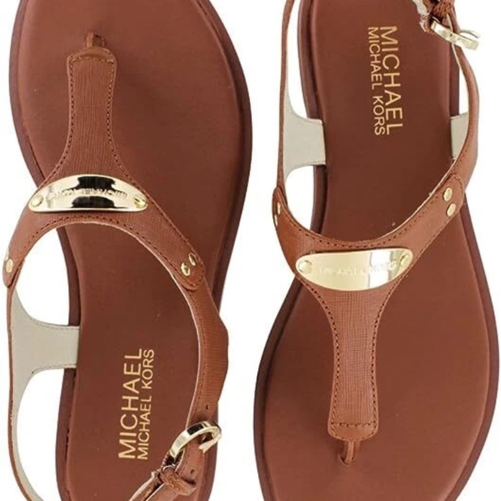 MICHAEL Michael Kors Brown Sandals with Gold Details Size 10M - Picture 2 of 5